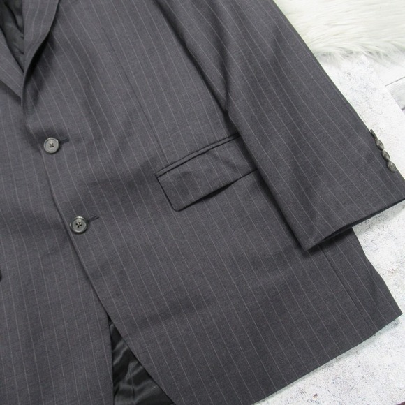 LAUREN RALPH LAUREN Gray Pinstripe Wool Blazer Suit Jacket Mens Size 42L - Picture 8 of 12